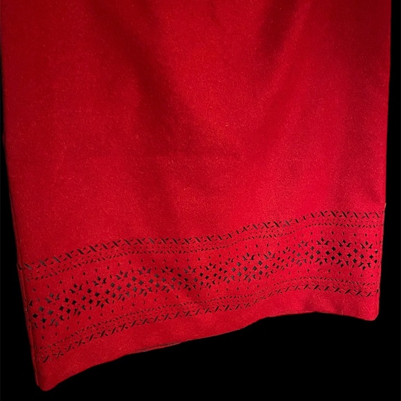 Vintage Urban Works Red A-Line Lined Eyelet Slit Zip Long Skirt 12 Polyester - Picture 5 of 5